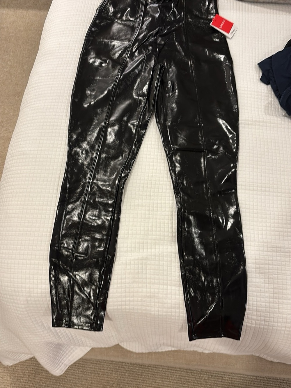 SPANX Black High-Gloss Faux Leather Leggings - Picture 2 of 4
